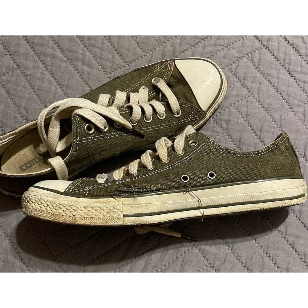 Vintage Converse All Stars Shoes Mens Size 10 Army Green Y2K Natural Hemp Rare